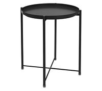 ML-Design Table d'Appoint Ronde Ø 45 x H 52 cm, en Métal, Noir, avec Plateau Amovible, Solide et Robuste, Basse de Chevet Salon pour Boissons Snacks, Matériel de Montage Inclus