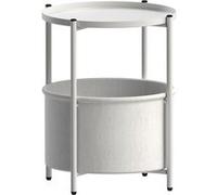 ML-Design Table d'Appoint Ronde Ø45,5 x H 52,5 cm, Blanc, en Métal, Table Basse avec
