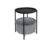 ML-Design Table d'Appoint Ronde Ø45,5 x H 52,5 cm, Noir, en Métal, Table Basse avec Panier