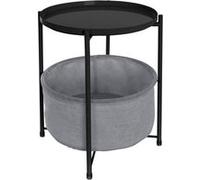ML-Design Table d'Appoint Ronde Ø45,5 x H 52,5 cm, Noir, en Métal, Table Basse avec Panier