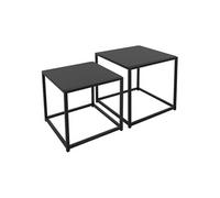 Lot 2x tables d'appoint noir tables basse carré de salon 40x40x40 cm/35x35x35 cm