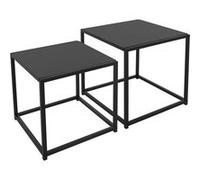 Lot 2x tables d'appoint noir tables basse carré de salon 40x40x40 cm/35x35x35 cm