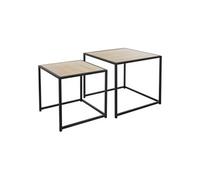 ML-Design Table d'Appoint, Set 2x Tables 40x40x40/50x50x45 cm, Carré, Noir/Imitation
