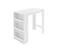 ML-Design Table de bar haute moderne avec étagère 3 niveaux, blanc, 117x106x57 cm