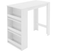 ML-Design Table de bar à 3 étagères 117x106x57 cm couleur blanche en bois mdf grand espace de rangement comptoir de cuisine pour boissons et repas mobilier petit-déjeuner et bistro style moderne Weiß 
