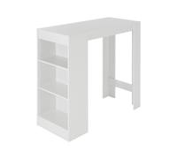 ML-Design Table de Bar avec 3 Étagères, 110 x 50 x 103 cm, Blanc, en Panneau de Particules Mélaminé, Moderne, Bistro, Comptoir de Cuisine avec Rangements, Mange-Debout, Lounge