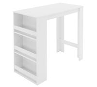 ML-Design Table de Bar avec Étagère à 3 Niveaux, Blanc, 117x106x57 cm, Beaucoup d'Espace de Rangement, Table Haute Moderne, Comptoir de Bar, Table de Bistrot, Pub, Table de Petit Déjeuner, Cuisine