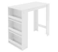 ML-Design Table de bar haute moderne avec étagère 3 niveaux, blanc, 117x106x57 cm