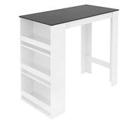 ML-Design Table de Bar avec Étagère à 3 Niveaux, Blanc/Anthracite, 117x106x57 cm, Beaucoup d'Espace de Rangement, Table Haute Moderne, Comptoir de Bar, Table de Bistrot, Pub, Table de Petit Déjeuner