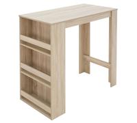 ML-Design Table de Bar avec Étagère à 3 Niveaux, Chêne Sonoma, 117x106x57 cm, Beaucoup d'Espace de Rangement, Table Haute Moderne