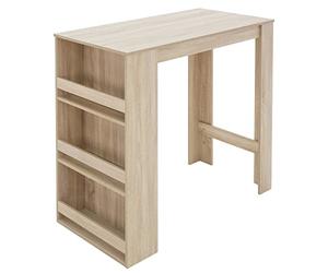 ML-Design Table de Bar avec Étagère à 3 Niveaux, Chêne Sonoma, 117x106x57 cm, Beaucoup d'Espace de Rangement, Table Haute Moderne, Comptoir de Bar, Table de Bistrot, Pub, Table de Petit Déjeuner