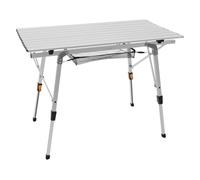 ML-Design Table de Camping Pliante Argent, 90x51,5 cm, Aluminium, Réglable en Hauteur 46-66,5 cm, Plateau de Table Enroulable,