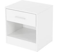ML-Design Table de chevet 36,5x38,5x30 cm blanc en bois avec 1 tirior et 1 compartiment ouvert poignée en aluminium meuble de nuit chambre à coucher commode d'appoint moderne rangement pour chaque lit