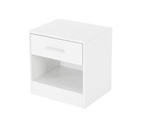 ML-Design Table de Chevet avec 1x Tiroir et 1x Compartiment Ouvert, Blanc, 36,5 x 38,5 x