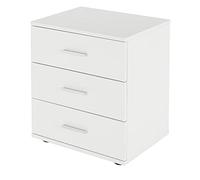 ML-Design Table de Chevet avec 3 Tiroirs, Blanc, 45 x 52 x 34 cm, en Bois, Table de Nuit d'Appoint, Commode Console, Meuble Armoire de Rangement, Convient à Chaque Lit et Chambre à Coucher ou Bureau