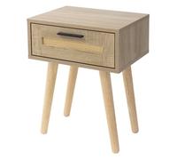 ML-Design Table de Chevet avec Tiroir 40x50,5x30 cm, Meuble Rustique en Bois, Aspect Chêne et Rotin, Armoire Table de Nuit Commode