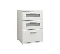 ML-Design Table de Nuit avec 3 Tiroirs, Dont 2 avec Insert en Verre Satiné, Blanc, 40x60x38 cm, en Bois MDF, Table de Chevet, Console de Nuit Commode, Adaptée à Chaque Lit Chambre à Coucher ou Bureau