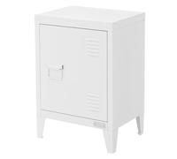ML-Design Table de Nuit Blanc Mat, 40x30x58 cm, en Acier, Poignée de Porte à Gauche, Design Industriel, Meuble de Chevet d'Appoint Commode de Chambre à Coucher Armoire Métallique, Étagère Réglable