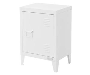 ML-Design Table de Nuit Blanc Mat, 40x30x58 cm, en Acier, Poignée de Porte à Gauche, Design Industriel, Meuble de Chevet d'Appoint Commode de Chambre à Coucher Armoire Métallique, Étagère Réglable
