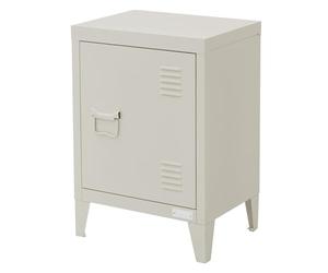 ML-Design Table de Nuit Gris Clair, 40x30x58 cm, en Acier, Poignée de Porte à Gauche, Design Industriel, Meuble de Chevet d'Appoint Commode de Chambre à Coucher Armoire Métallique, Étagère Réglable