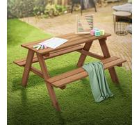ML-Design Table de Pique-Nique avec 2 Bancs, Ensemble de Jeu pour Enfants, Marron, en Bois Massif, avec 4 Places, Résistant aux Intempéries, Surface et Bords Lisses Arrondis, Ensemble Outdoor/Jardin