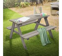 ML-Design Table de Pique-Nique avec 2 Bancs, Gris, Ensemble de Jeu pour Enfants, en Bois Massif, avec 4 Places, Résistant aux Intempéries, Surface et Bords Lisses et Arrondis, Ensemble Outdoor/Jardin