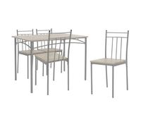 ML-Design Table de Salle à Manger avec 4 Chaises, Chêne Clair, Set de 5 Pièces MDF Laminé, Pieds en Métal Matériel de Montage