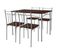 ML-Design Table de Salle à Manger avec 4 Chaises, Chêne Foncé, Set de 5 Pièces pour 4 Personnes, MDF Laminé, Pieds en Métal, Matériel de Montage Inclus, Ensemble de Meubles de Cuisine Salon
