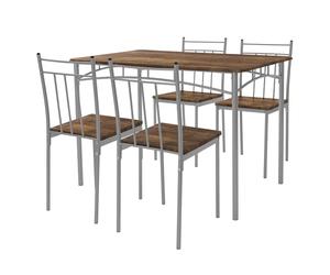 ML-Design Table de Salle à Manger avec 4 Chaises, Vintage, Set de 5 Pièces pour 4 Personnes, MDF Laminé, Pieds en Métal, Matériel de Montage Inclus, Ensemble de Meubles de Cuisine Salon