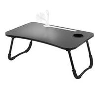 ML-Design Table d'ordinateur portable pliante 60x40 cm noir avec 4 prises de charge lampe USB ventilateur support pour boisson plateau petit déjeuner de lit ou sofa pour tablette téléphone PC Schwarz 