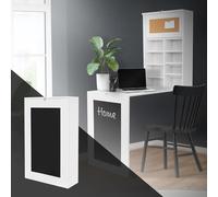 ML-Design Table Murale Pliante, Blanc, en MDF Laqué, Tableau Noir, Compartiments et Panneau d'Affichage Intégrés, Multifonctionnel, d'Ordinateur Salle à Manger, Bureau ou Cuisine, Montage Mural