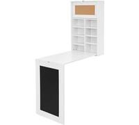 ML-Design Table Murale Pliante, Blanc, en MDF Laqué, Tableau Noir, Compartiments et Weiß G
