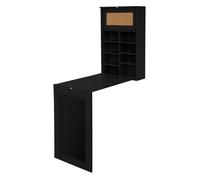 ML-Design Table Murale Pliante, Noir, en MDF, Tableau Noir, 8 Compartiments et Tableau d'Affichage, Bureau Multifonctionnel,