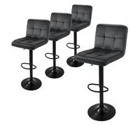 ML-Design Lot de 4 tabourets de bar en velours gris rembourrées avec dossier et repose-pieds réglable en hauteur 63-83 cm pivotante à 360° chaise