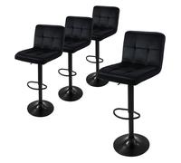 ML-Design Lot de 4 Tabourets de Bar en Velours, Noir, Chaise Rembourrée avec Dossier et Repose-Pieds, Réglable en Hauteur 63-83cm, Pivotante à 360°, Tabouret de Comptoir, Cuisine, Pub, Bar de Maison