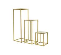 ML-Design Tabourets à Fleurs Set 3x, Métal Doré, 22x22x30 /26x26x60/30x30x90 cm, Colonnes