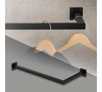 ML-Design Tringle à Vêtements d'Angle P30 x L60 cm Noir Acier Inoxydable Tringle de Penderie Forme de L Portemanteau à Montage