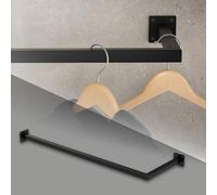 ML-Design - Tringle à vêtements murale - En acier inoxydable - En forme de L - 30 x 90 cm - Avec matériel de montage - Noir