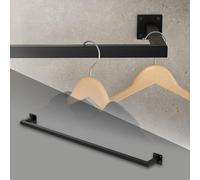 ML-Design Tringle à Vêtements Rectangulaire, P12 x L110 cm, Noir, Acier Inoxydable, Tringle de Penderie Forme de U, Portemanteau à Montage Mural, Porte-vêtements, Tringle à Linge + Matériel de Montage