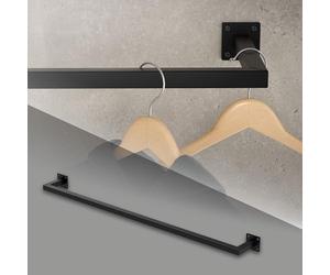 ML-Design Tringle à Vêtements Rectangulaire, P12 x L110 cm, Noir, Acier Inoxydable, Tringle de Penderie Forme de U, Portemanteau à Montage Mural, Porte-vêtements, Tringle à Linge + Matériel de Montage