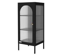 ML-Design Vitrine de Salon 42x102,5x40 cm, Noir, Armoire Étroite avec 3 Compartiments de Rangement/Étagères et 1 Porte, Métallique en Acier, Style Industriel, Bibliothèque de Classement pour Bureau