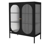 ML-Design Vitrine de Salon 80x102,5x40 cm, Noir, Armoire avec 3 Compartiments de Rangement/Étagères et 2 Portes, Métallique en Acier, Style Industriel, Commode Bibliothèque de Classement pour Bureau