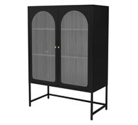 ML-Design Vitrine de Salon 85x120x40 cm, Noir, Armoire avec 3 Compartiments de Rangement/Étagères et 2 Portes, Métallique