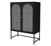 ML-Design Vitrine de Salon 85x120x40 cm, Noir, Armoire avec 3 Compartiments de Rangement/Étagères et 2 Portes, Métallique en Acier, Style Industriel, Commode Bibliothèque de Classement pour Bureau
