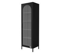 ML-Design Vitrine Étroite Noire 45x145x35 cm, Meuble Haut en Acier avec Porte Unique et 5 Compartiments Réglables, Rangement Vertical Moderne pour Cuisine, Séjour, Bureau, Salle à Manger, Salon