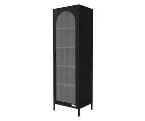 ML-Design Vitrine Étroite Noire 45x145x35 cm, Meuble Haut en Acier avec Porte Unique et 5 Compartiments Réglables, Rangement Vertical Moderne pour Cuisine, Séjour, Bureau, Salle à Manger, Salon