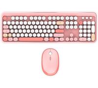 ¿ Ml313894 ¿ Combo Clavier + Souris Sans Fil Pure Color ¿ Fr Azerty, Touches Plates Et Sensibles, Design Compact, Raccourcis, Pavé Numérique, Compatibilité Windows ¿ Rose