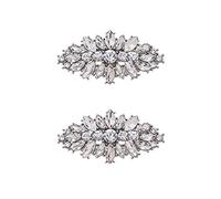 MLAVXCC Lot de 2 pinces à chaussures en cristal pour femme avec strass pour décoration de chaussures de fête de mariage, approx 6*3.4cm, Argent