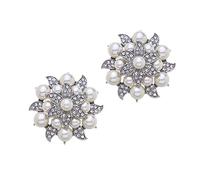 MLAVXCC Lot de 2 pinces à chaussures en strass et perles en cristal pour décoration de chaussures de fête de mariage, approx 1.77inch diameter, Strass Perle
