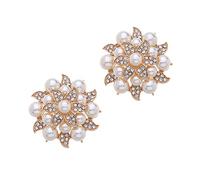 MLAVXCC Lot de 2 pinces à chaussures en strass et perles en cristal pour décoration de chaussures de fête de mariage, approx 1.77inch diameter, Strass Perle